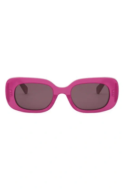 Celine Bold 3 Dots 51mm Rectangular Sunglasses In Shiny Pink Brown