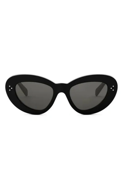 Celine Bold 3 Dots 52mm Cat Eye Sunglasses In Black