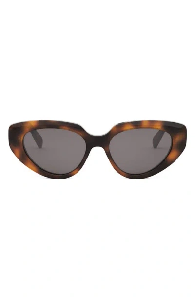Celine Bold 3 Dots 53mm Cat Eye Sunglasses In Blonde Havana / Smoke