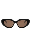 Celine Bold 3 Dots 53mm Cat Eye Sunglasses In Shiny Black / Brown