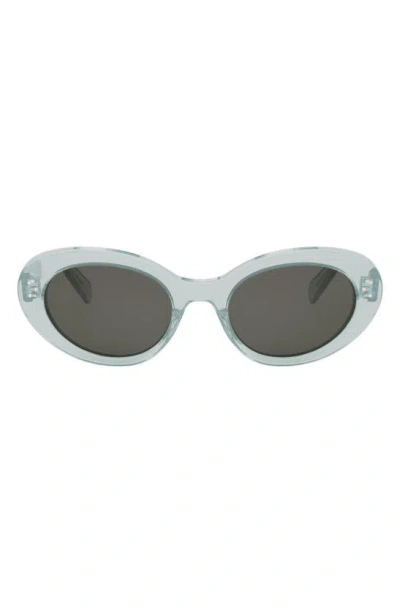 Celine Bold 3 Dots 53mm Cat Eye Sunglasses In Shiny Light Green / Smoke