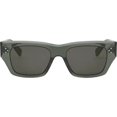 Celine Bold 3 Dots 53mm Geometric Sunglasses In Light Green/smoke