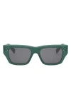 Celine Bold 3 Dots 53mm Geometric Sunglasses In Shiny Dark Green/smoke