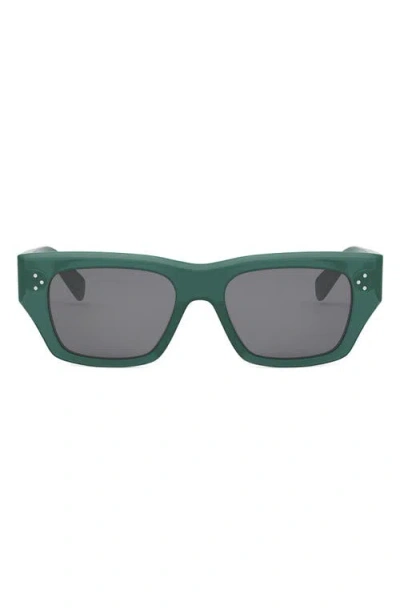 Celine Bold 3 Dots 53mm Geometric Sunglasses In Shiny Dark Green/smoke