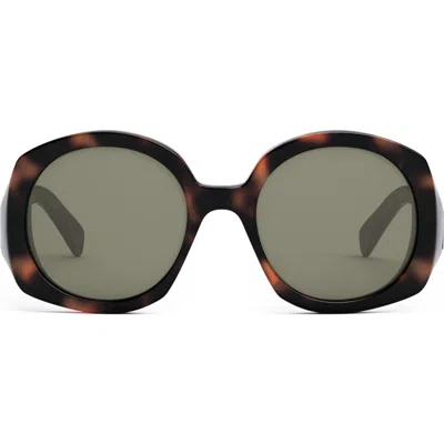 Celine Bold 3 Dots 53mm Round Sunglasses In Colored Havana/green