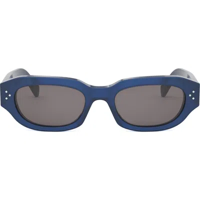 Celine Bold 3 Dots 54mm Geometric Sunglasses In Shiny Blue/smoke