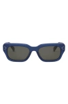 Celine Bold 3 Dots 54mm Rectangular Sunglasses In Shiny Blue/smoke