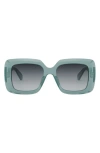 Celine Bold 3 Dots 54mm Square Sunglasses In Transparent Teal Gradient