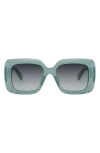 Celine Bold 3 Dots Rectangular Sunglasses, 54mm In Shiny Light Green / Smoke