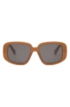 Celine Bold 3 Dots 55mm Geometric Sunglasses In Shiny Light Brown/smoke
