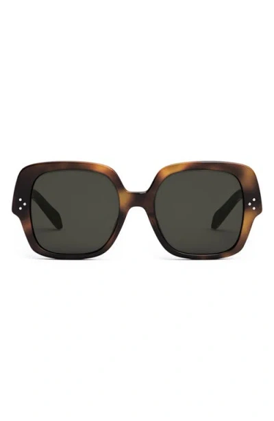 Celine Bold 3 Dots 55mm Polarized Square Sunglasses In Blonde Havana / Smoke