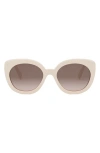 Celine Bold 3 Dots 56mm Butterfly Sunglasses In Bianco/marrone