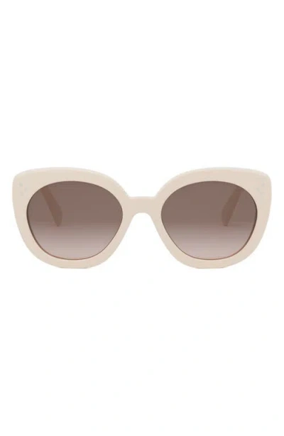 Celine Bold 3 Dots 56mm Butterfly Sunglasses In Bianco/marrone