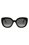 Celine Bold 3 Dots 56mm Butterfly Sunglasses In Nero/grigio