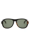 Celine Bold 3 Dots 56mm Pilot Sunglasses In Dark Havana/green