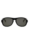 Celine Bold 3 Dots 56mm Pilot Sunglasses In Shiny Black/smoke