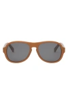 Celine Bold 3 Dots 56mm Pilot Sunglasses In Shiny Light Brown/smoke
