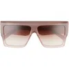 Celine Bold 3 Dots 60mm Gradient Flattop Sunglasses In Shiny Light Brown/brown