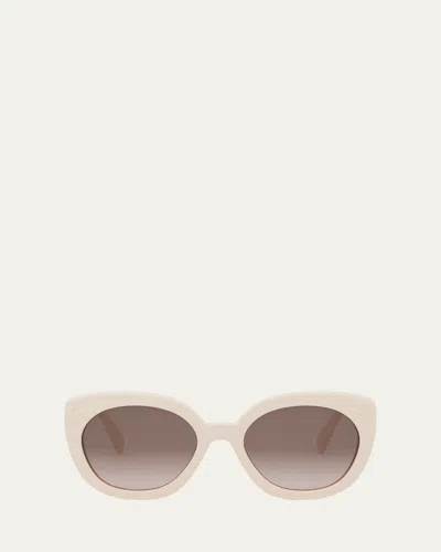 Celine Bold 3 Dots Acetate Butterfly Sunglasses In Ivory Gradient Brown
