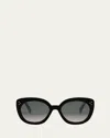 Celine Bold 3 Dots 56mm Butterfly Sunglasses In Shiny Black Gradient Brown