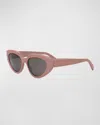 Celine Bold 3 Dots Acetate Cat-eye Sunglasses In Pink/other/smoke