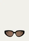 Celine Bold 3 Dots 53mm Cat Eye Sunglasses In Nero/marrone