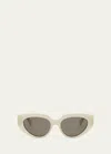 Celine Monochroms Acetate Cat-eye Sunglasses In Sylw/brnmr