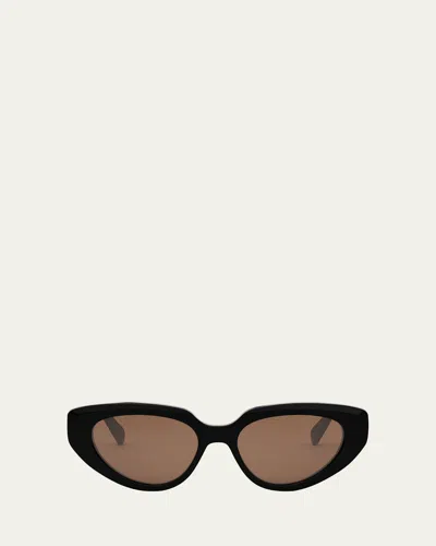 Celine Bold 3 Dots Acetate Cat-eye Sunglasses In Shiny Black Brown
