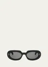 Celine Bold 3 Dots Acetate Oval Sunglasses In Sblk/smk