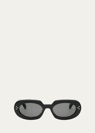 Celine Bold 3 Dots Acetate Oval Sunglasses In Black