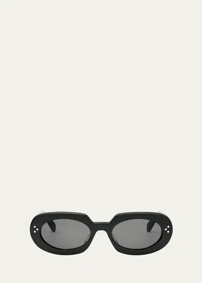Celine Bold 3 Dots Acetate Oval Sunglasses In 01a - Black
