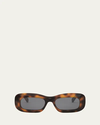 Celine Bold 3 Dots Acetate Rectangle Sunglasses In Blonde Havana/smoke