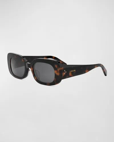 Celine Bold 3 Dots Acetate Rectangle Sunglasses In Brown