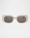 Celine Bold 3 Dots Acetate Rectangle Sunglasses In Ivory Smoke