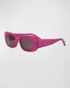 Celine Bold 3 Dots 51mm Rectangular Sunglasses In Shiny Pink Brown