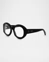 Celine Bold 3 Dots Acetate Round Glasses In Shiny Black