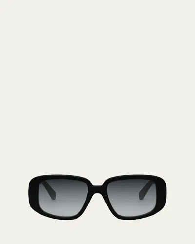 Celine Bold 3 Dots Acetate Shield Sunglasses In Shiny Black Gradient Smoke