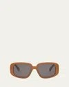 Celine Bold 3 Dots 55mm Geometric Sunglasses In Shiny Light Brown Smoke