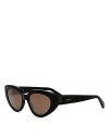Celine Bold 3 Dots Cat Eye Sunglasses, 53mm In Black/brown Solid
