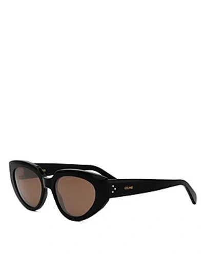 Celine Bold 3 Dots Cat Eye Sunglasses, 53mm In Black/brown Solid
