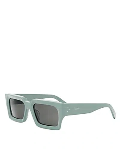 Celine Bold 3 Dots Rectangular Sunglasses, 54mm In Green/gray Solid