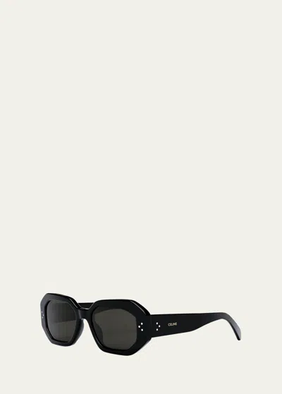 Celine Bold 3 Dots Square Acetate Sunglasses In Shiny Black