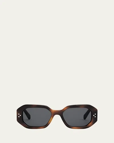 Shop Celine Bold 3 Dots Square Acetate Sunglasses In Blonde Havana Smoke