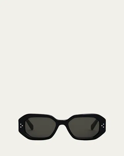 Celine Bold 3 Dots Square Acetate Sunglasses In Shiny Black Smoke