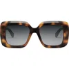Celine Bold 3 Dots Square Sunglasses In Blonde Havana/gradient Smoke