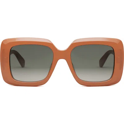 Celine Bold 3 Dots Square Sunglasses In Shiny Orange/gradient Brown