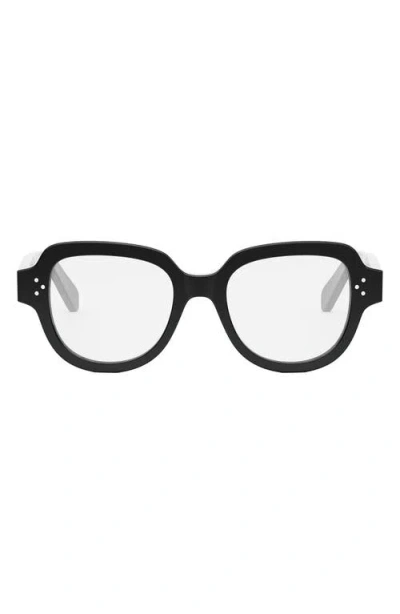 Celine Bold 50mm Round Optical Glasses In Shiny Black