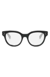 Celine Bold 53mm Round Optical Glasses In Shiny Black