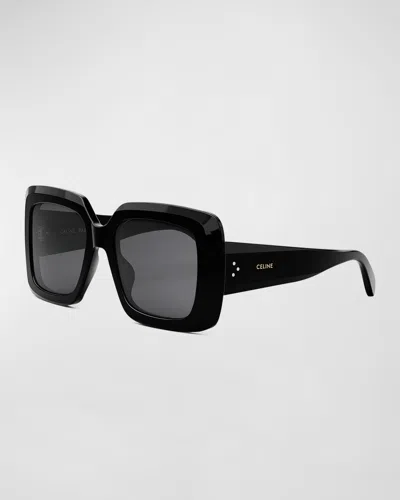 Celine Bold Three-dot Acetate Square Sunglasses In Black