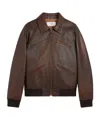 Celine Men Leather Jacket With Wool Lining In Brown
